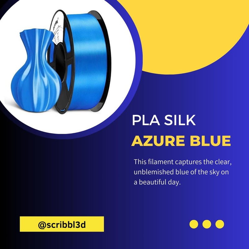 Scribbl3d Premium PLA Silk 1.75mm 3D Printing Filament| Dimensional Accuracy +- 0.02mm|Compatible with Most FDM Printers (Azure Blue) - Image 2