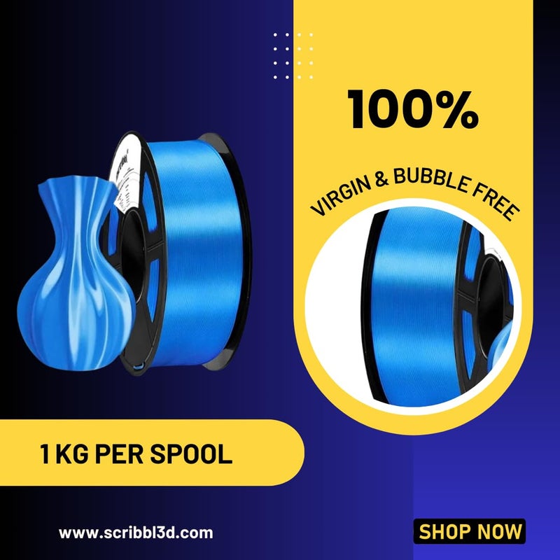 Scribbl3d Premium PLA Silk 1.75mm 3D Printing Filament| Dimensional Accuracy +- 0.02mm|Compatible with Most FDM Printers (Azure Blue) - Image 4