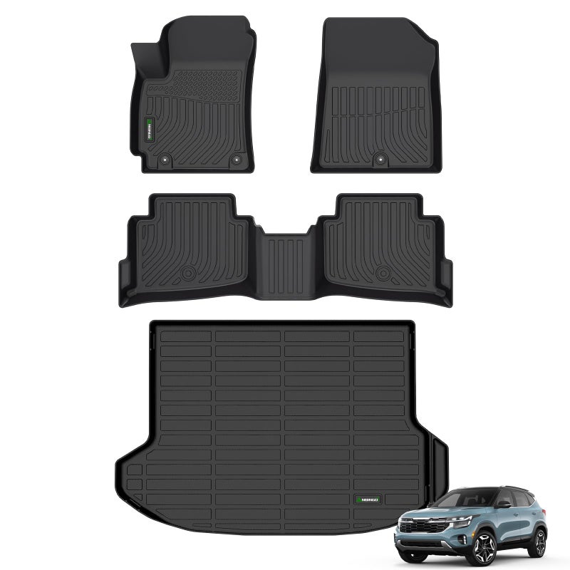 ANBINGO Floor Mats Cargo Liner for Kia Seltos 2024 2025 2026 TPE All Weather Car Mats 2024 2025 2026 Seltos S LX SX XLine Cargo Tray in The Highest Position Only for USA and Canada