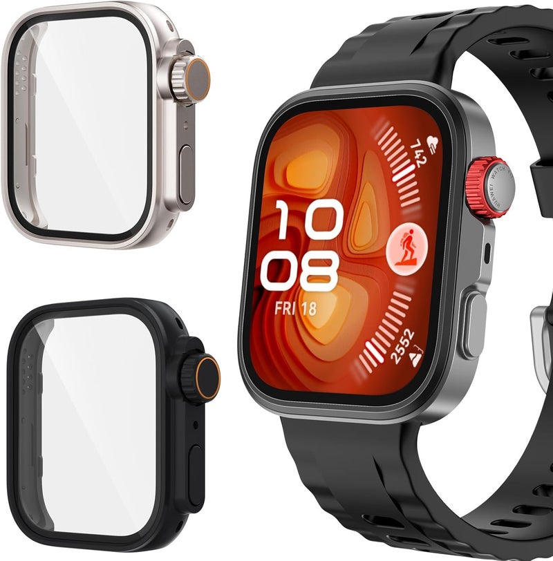 KASTWAVE Screen Protector Case for Huawei Watch Fit 4 PRO, 2Pcs Full Coverage Glass Case, All-around Anti-scratch Protection, HD Tempered Glass Screen Protector, Ultra-thin TPU, for Huawei Watch Fit 4 PRO - Image 1
