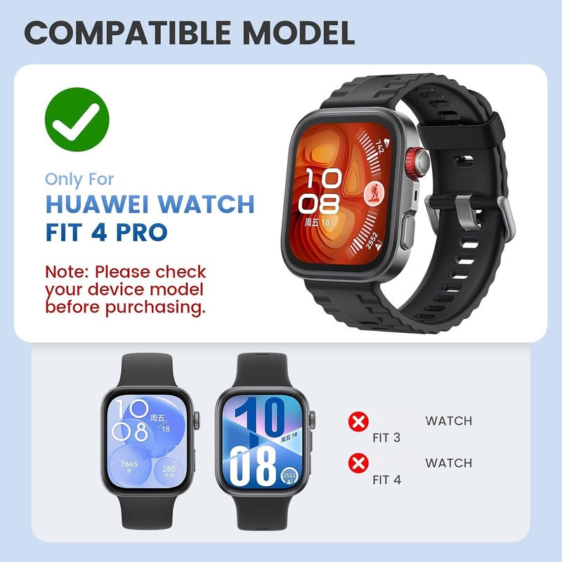 KASTWAVE Screen Protector Case for Huawei Watch Fit 4 PRO, 2Pcs Full Coverage Glass Case, All-around Anti-scratch Protection, HD Tempered Glass Screen Protector, Ultra-thin TPU, for Huawei Watch Fit 4 PRO - Image 2