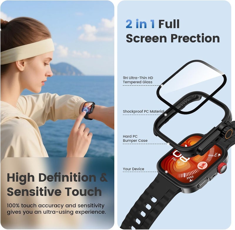 KASTWAVE Screen Protector Case for Huawei Watch Fit 4 PRO, 2Pcs Full Coverage Glass Case, All-around Anti-scratch Protection, HD Tempered Glass Screen Protector, Ultra-thin TPU, for Huawei Watch Fit 4 PRO - Image 5