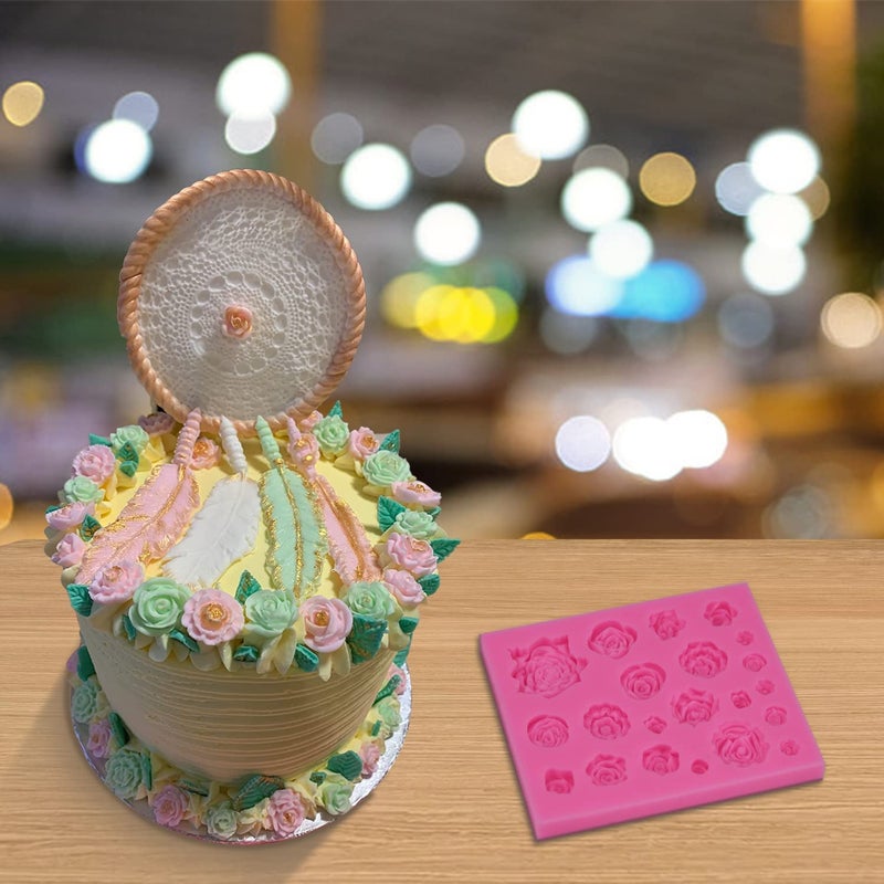 SIENON 33 Cavity Rose Flowers and Leaves Fondant Candy Silicone Molds For Sugarcraft  Cupcake Toppers  Soap  Polymer Clay Crafting Projects Wedding and Birthday Cake Decoration - Image 2