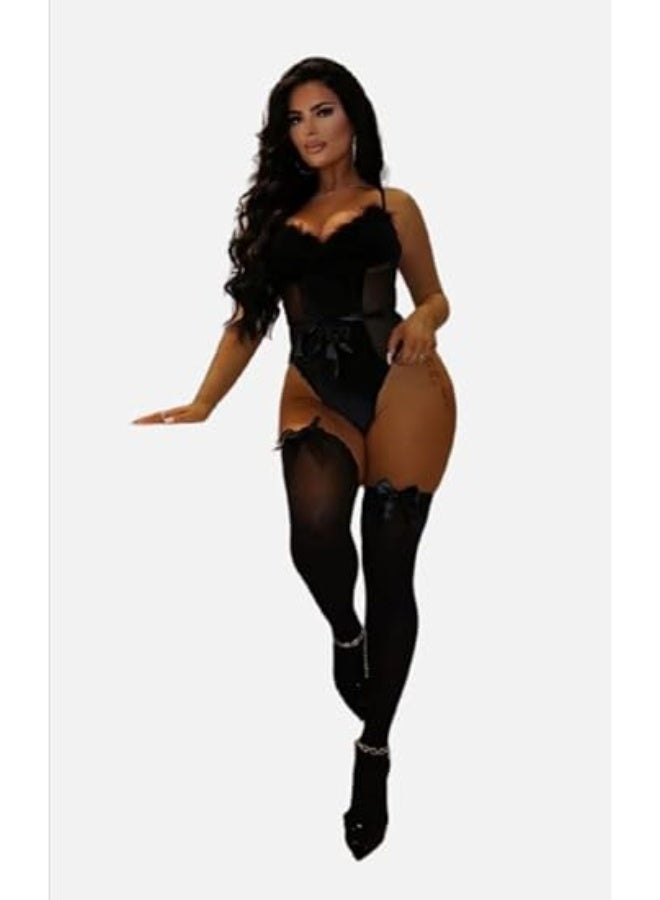 هنادى سالوبيت اسود انيق بخامة زبدة فاخرة – شامل الشراب الاسود – ساوان حتى 80 كيلو – HN 9013 - Image 1