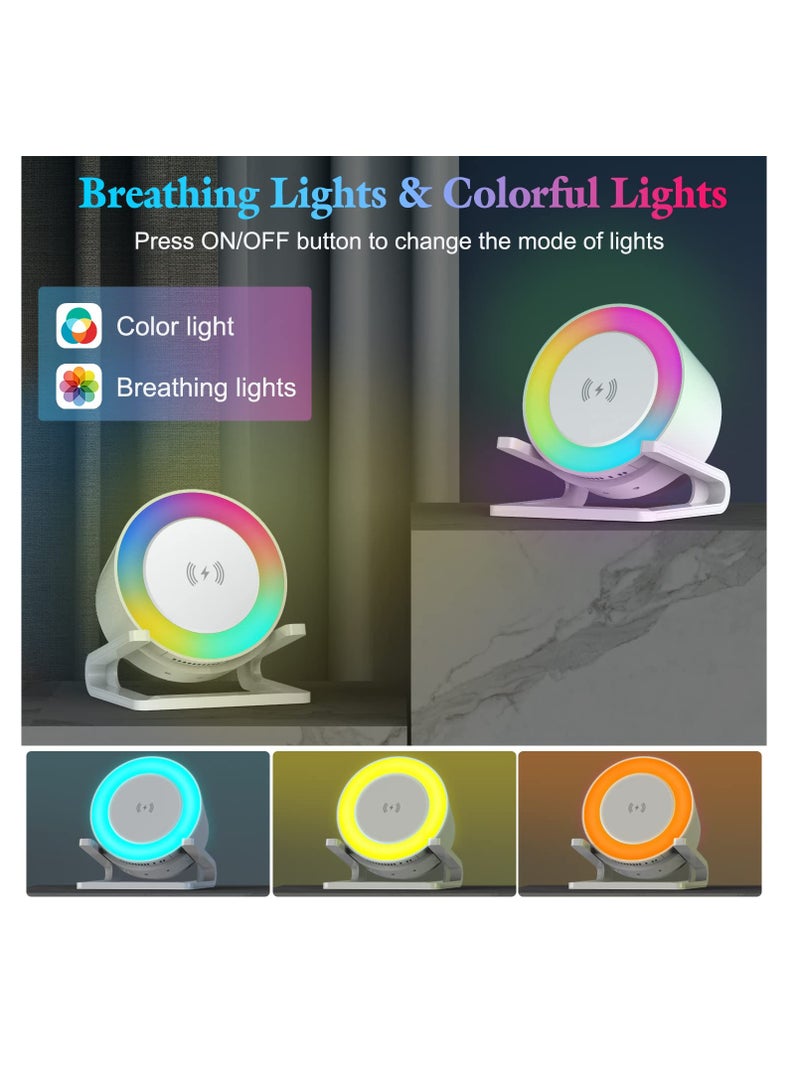 Excefore Night Lights Bluetooth Speaker, Wireless Charger 15W with Phone Holder, Room Decor, Touch Control Bedside Lamp Dimmable with Dynamic Colored Music Light, Gifts for Teenage Girls Boys  - Image 4