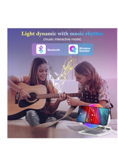 Excefore Night Lights Bluetooth Speaker, Wireless Charger 15W with Phone Holder, Room Decor, Touch Control Bedside Lamp Dimmable with Dynamic Colored Music Light, Gifts for Teenage Girls Boys  - Image 3