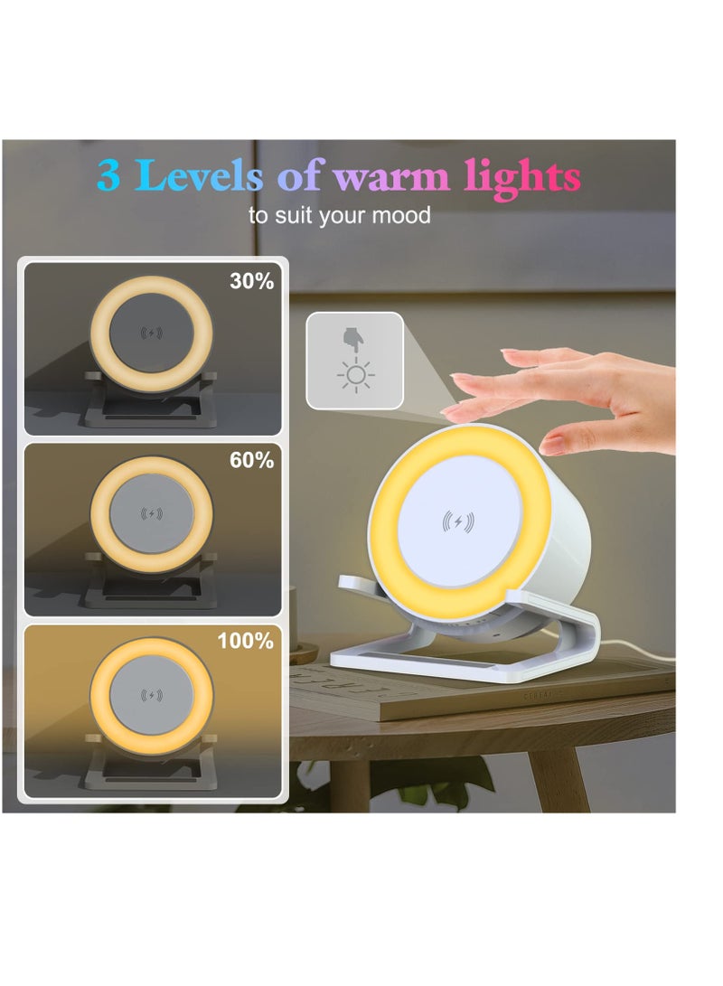 Excefore Night Lights Bluetooth Speaker, Wireless Charger 15W with Phone Holder, Room Decor, Touch Control Bedside Lamp Dimmable with Dynamic Colored Music Light, Gifts for Teenage Girls Boys  - Image 5
