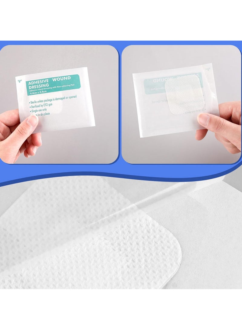King Mariot 50 Pcs | Bordered Gauze Adhesive Island Dressing | 4.4cm x 4.4cm | Nonwoven Fabric with Pad | Breathable & Ideal for Wound Care - Image 1