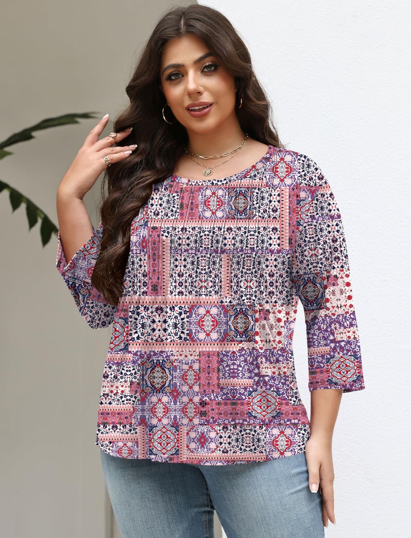 TFSDOD Plus Size Womens Blouses Blouses for Women Dressy Casual Spring Shirts for Women Blouse Pleated T Shirts - Image 4