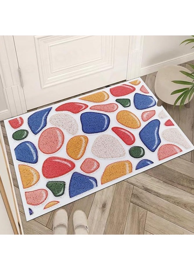 Spaceshoop 3D Embossed PVC Wire Anti-Skid Door Mat for Home Entrance and Bathroom, Aesthetic Pebbles Print Waterproof Dust-Removing Floor Mat Easy to Clean Super Absorbent Doormat - Assorted Shape and Color  - Image 1