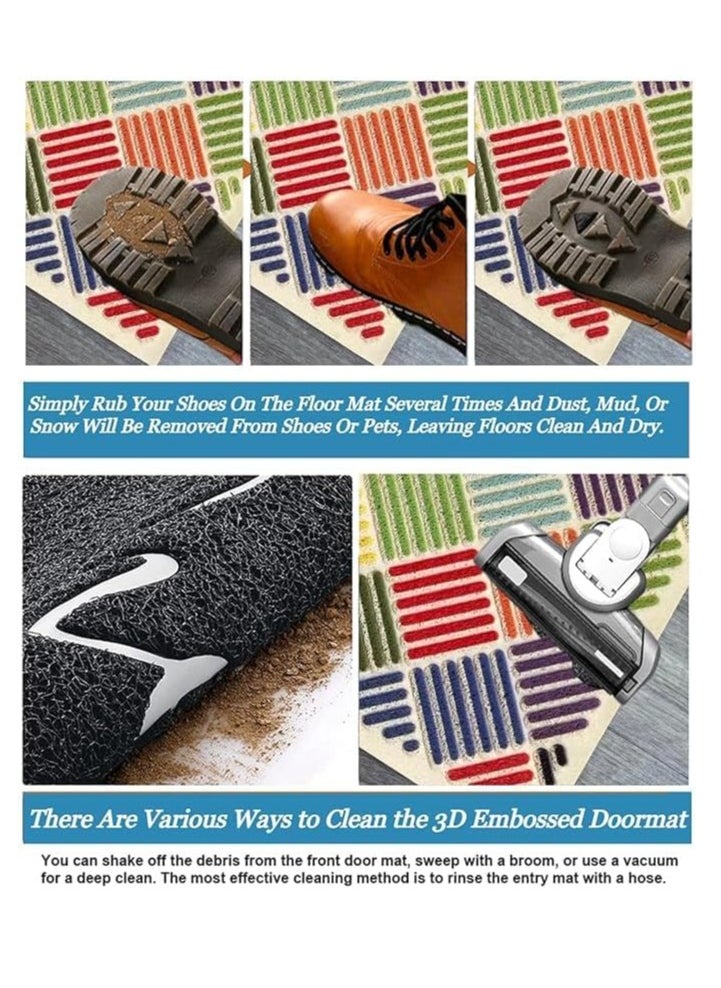 Spaceshoop 3D Embossed PVC Wire Anti-Skid Door Mat for Home Entrance and Bathroom, Aesthetic Pebbles Print Waterproof Dust-Removing Floor Mat Easy to Clean Super Absorbent Doormat - Assorted Shape and Color  - Image 2