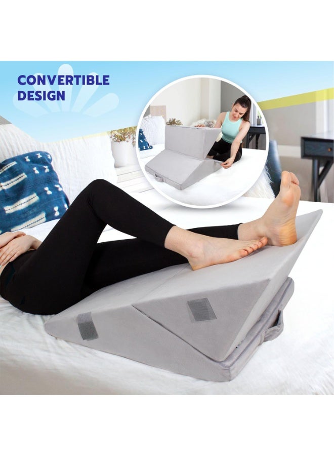 Adjustable Memory Foam Wedge Pillow for Acid Reflux, GERD, Snoring & Pain Relief – 7 Incline Positions, Orthopedic Bed Support Cushion for Back, Legs & Post-Surgery Recovery - Image 4