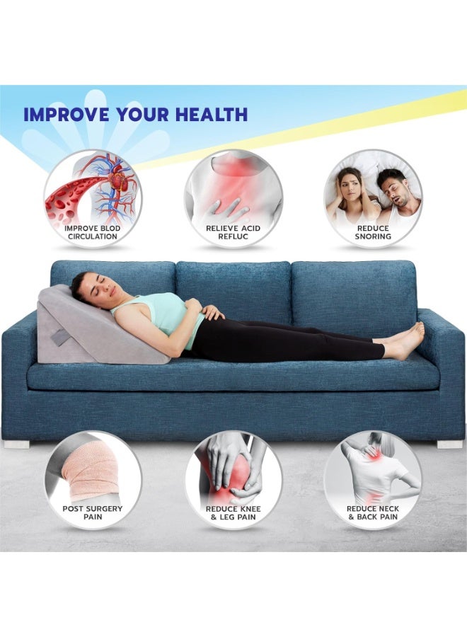 Adjustable Memory Foam Wedge Pillow for Acid Reflux, GERD, Snoring & Pain Relief – 7 Incline Positions, Orthopedic Bed Support Cushion for Back, Legs & Post-Surgery Recovery - Image 5