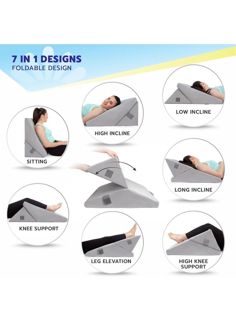 Adjustable Memory Foam Wedge Pillow for Acid Reflux, GERD, Snoring & Pain Relief – 7 Incline Positions, Orthopedic Bed Support Cushion for Back, Legs & Post-Surgery Recovery - Image 3