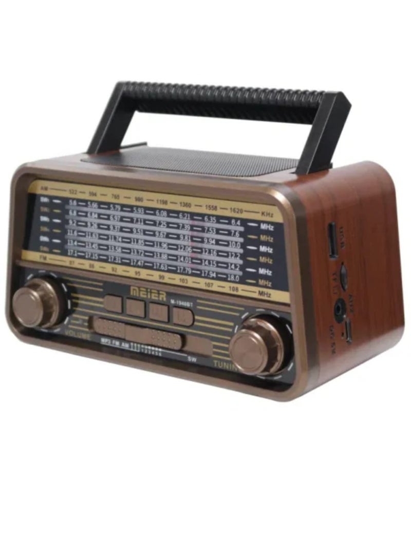 ماير راديو M-1940BT بطاقة TF ومشغل MP3 مكبر صوت قابل لإعادة الشحن بتصميم قديم متعدد الألوان - Image 1