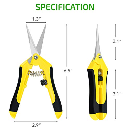 iPower 6.5 inch Pruning Shears for Gardening Trimming Scissors, Hand Pruner, Stainless Steel, Yellow - Image 4