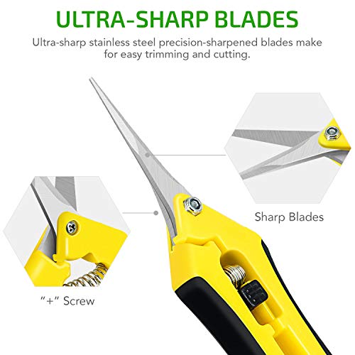 iPower 6.5 inch Pruning Shears for Gardening Trimming Scissors, Hand Pruner, Stainless Steel, Yellow - Image 2
