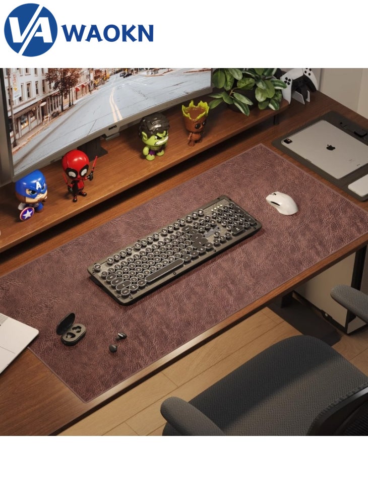 WAOKN - Large Gaming Mouse Pad L  Non-Slip Mouse Pad Large Keyboard Mouse Pad Desk Pad with Stitched Edge  Leather Surface Waterproof Layer Mouse Pad - Image 1