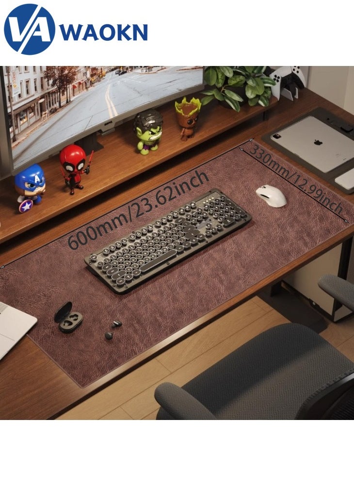 WAOKN - Large Gaming Mouse Pad L  Non-Slip Mouse Pad Large Keyboard Mouse Pad Desk Pad with Stitched Edge  Leather Surface Waterproof Layer Mouse Pad - Image 1