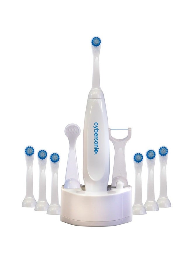 Cybersonic Classic Electric Toothbrush, Rechargable Power Toothbrush with Complete Dental Care Kit including Tongue Scraper and Floss Heads + 6 Replacement Brush Heads  - Image 1