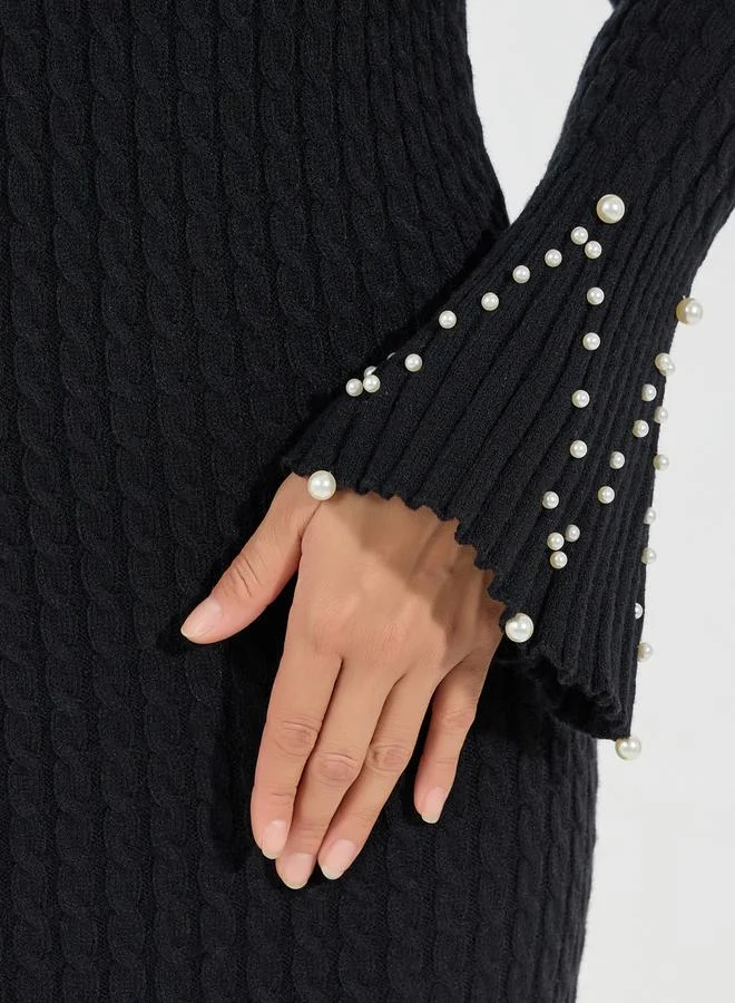 Styli Pearl Cuff Midi Dress