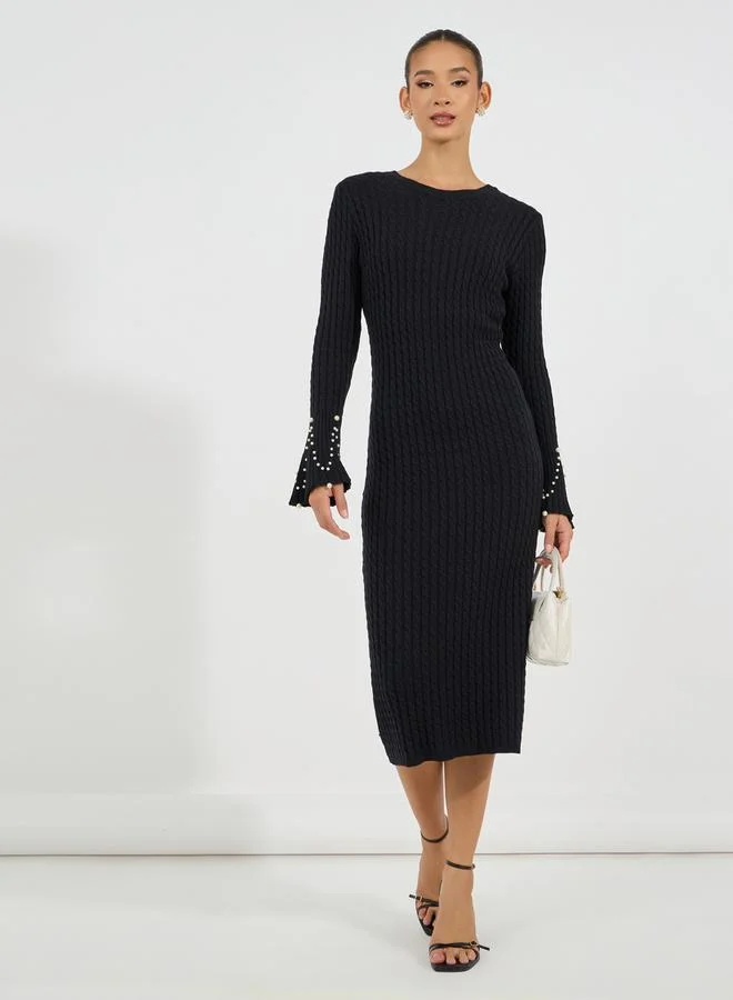 Styli Pearl Cuff Midi Dress