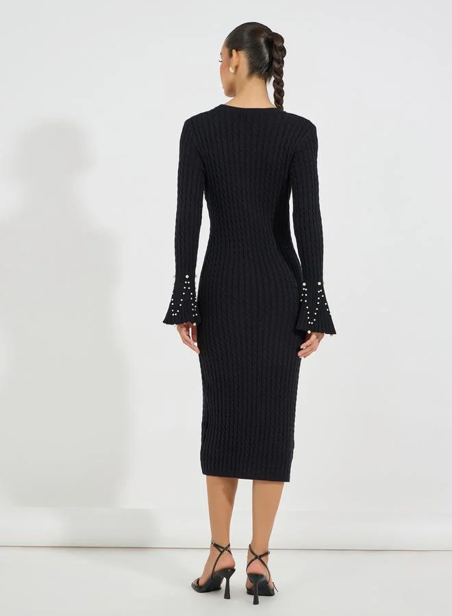 Styli Pearl Cuff Midi Dress