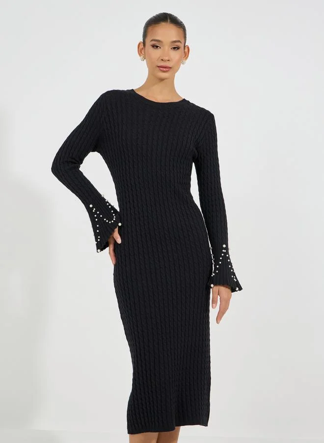 Styli Pearl Cuff Midi Dress