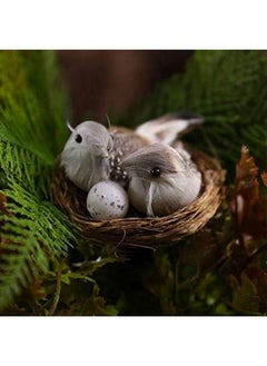 R H LIFESTYLE Artificial Foam Feathered Mini Birds With Hay Nest & Eggs Ornaments, Diy Craft For Home Garden Lawn Decoration Party Accessories (9 X 7 X 5 Cm) Pack Of 1  - Image 2