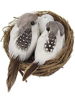 R H LIFESTYLE Artificial Foam Feathered Mini Birds With Hay Nest & Eggs Ornaments, Diy Craft For Home Garden Lawn Decoration Party Accessories (9 X 7 X 5 Cm) Pack Of 1  - Image 1