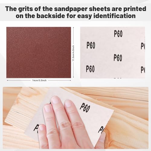 BAOSTC 1/4 Sandpaper Sheet,4-1/2"*5-1/2" Assorted 60-80-120-180-240,50PACK - Image 4