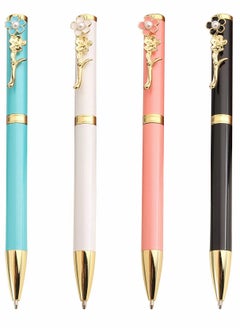 Y&D Ballpoint Pens, Fine Point Smooth Writing Metal Twist Pretty Pens for Journaling, 1.0 mm Medium Black Ink Cute Pens,Office Supplies Fancy Pen Sets For Women&Men Gift（ 4Pcs）  - Image 1