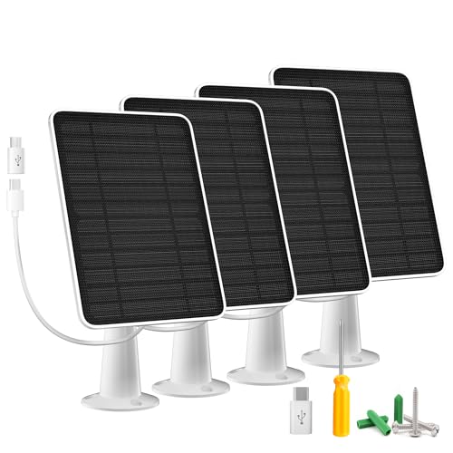 WININMETA Solar Panel Charger Compatible with Arlo Essential 2K Outdoor2nd GenEssential XL Camera2nd GenEssential Spotlight 5W Solar Panel with IP65 Waterproof 10ft Micro USBC Cable Wall Mount 4 Pack - Image 1