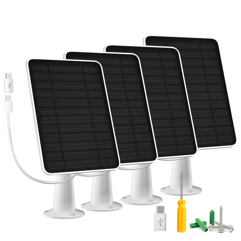 WININMETA Solar Panel Charger Compatible with Arlo Essential 2K Outdoor2nd GenEssential XL Camera2nd GenEssential Spotlight 5W Solar Panel with IP65 Waterproof 10ft Micro USBC Cable Wall Mount 4 Pack - Image 2
