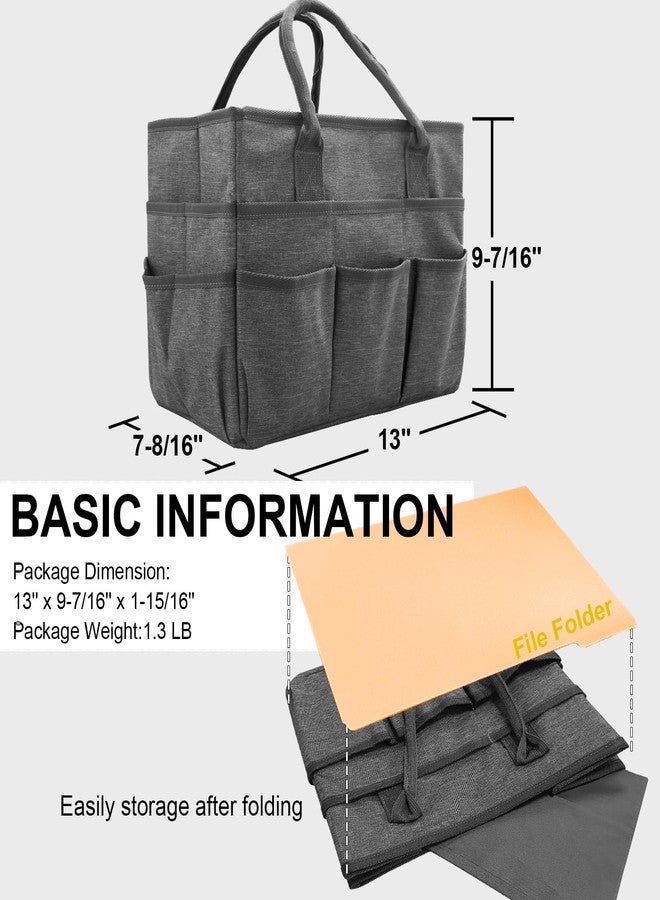 Cupohus Art Organizer Craft Storage Tote Bag with Pockets and Handles, Oxford Fabric Carrying Caddy for Teacher, Officer, Artist, Students, Traveler, and more -Grey - Image 3