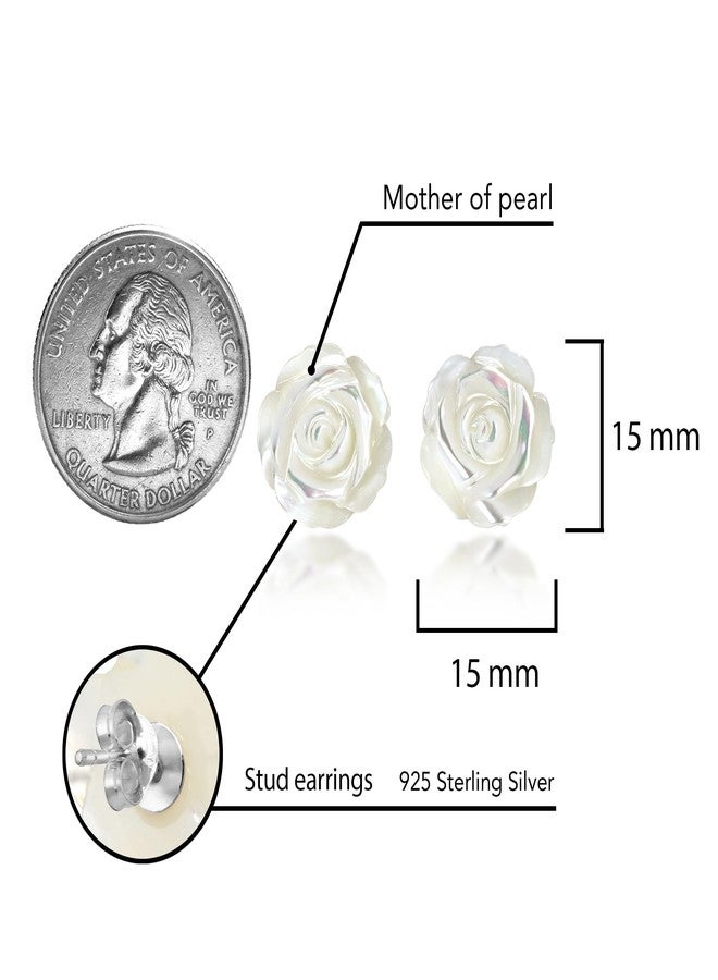 ايرافيدا أقراط مرصعة بزهرة بيضاء نقية رقيقة منحوتة من عرق اللؤلؤ - Image 5