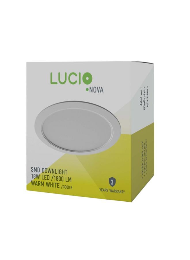 Lucio 18W 1800-Lumens High Efficiency Energy-Saving Downlight Warm White DR46c-18W-3000K