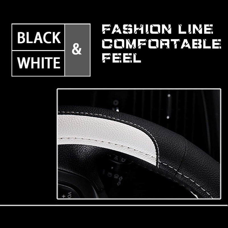 Coofig Car Steering Wheel Cover with Durable PU Leather, Universal 15 inch Fit for Car Truck SUV, Breathable Anti Slip Auto Steering Wheel Covers for Men and Women - Image 3
