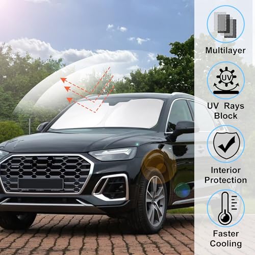 LHFLIVE Windshield Sun Shade Fit for 2018 2019 2020 2021 2022 2023 2024 2025 2026 Audi Q5 Accessories Front Window Sunshade Shield Blocker Keeps Car Cool - Image 3