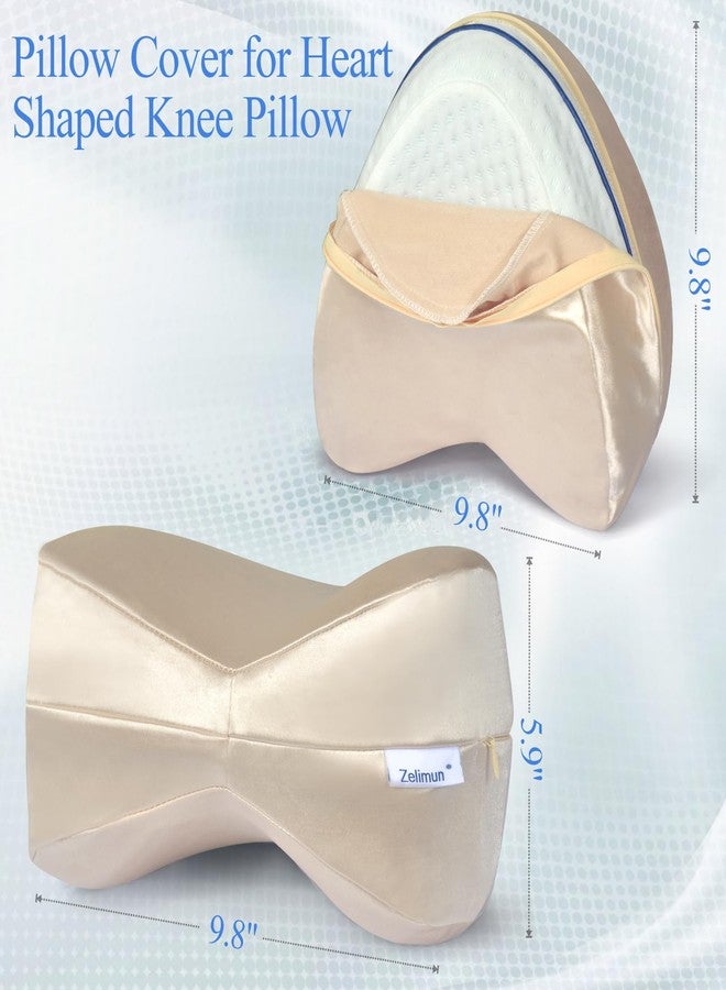 Zelimun Knee Pillow Cover 9.8" x9.8" x5.9", Leg Pillowcase Replacement, Pillow Cover for Heart Shaped Knee Pillow (Champange) - Image 2