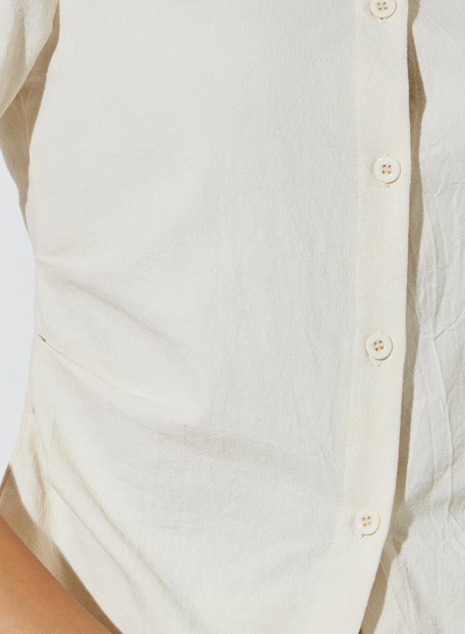 Styli Cream Solid Puff Sleeve Top and A-Line Maxi Skirt Set - Image 4