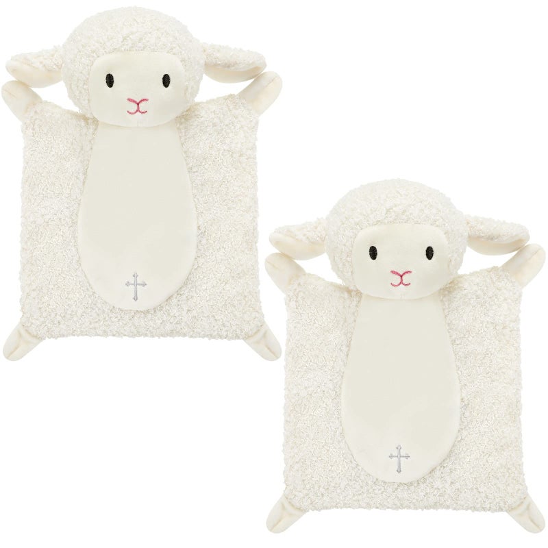 Panelee 2 Pcs Baptism Gifts Baby Blessings Lamb Security Blanket for First Communion Christening Baptism Gifts Baby Showers
