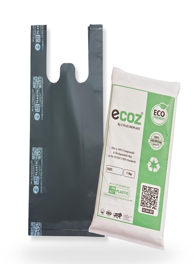 ECOZ Compostable & Biodegradable Carry Bags |9x13 inch Approx Pack of 125 | Eco-Friendly Plastic-Free Shopping Bags for Grocery, Food, Retail & Vegetables | Supermarket Use