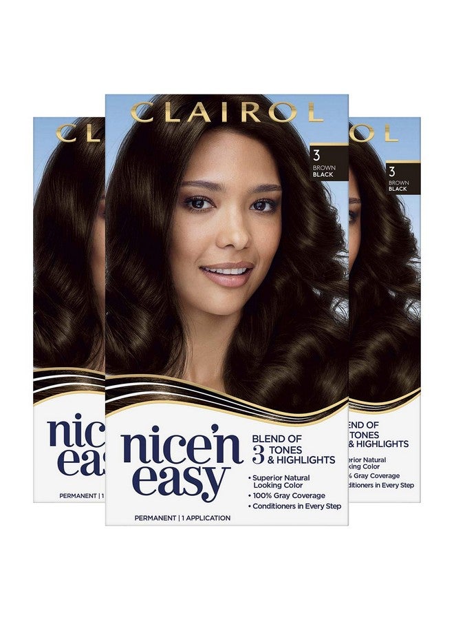 كلايرول صبغة شعر دائمة من كليرول نايس آند إيزي، 3 ألوان شعر بني وأسود، 3 قطع - Image 1