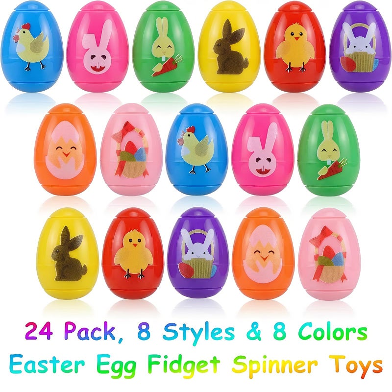 Menzcci 16 Pack Easter Egg Fidget Spinner Toys Novelty Spinning Tops Toys for Kids Boys Girls Easter Basket Stuffers Egg Fillers Essentials Party Favors Gifts - Image 3