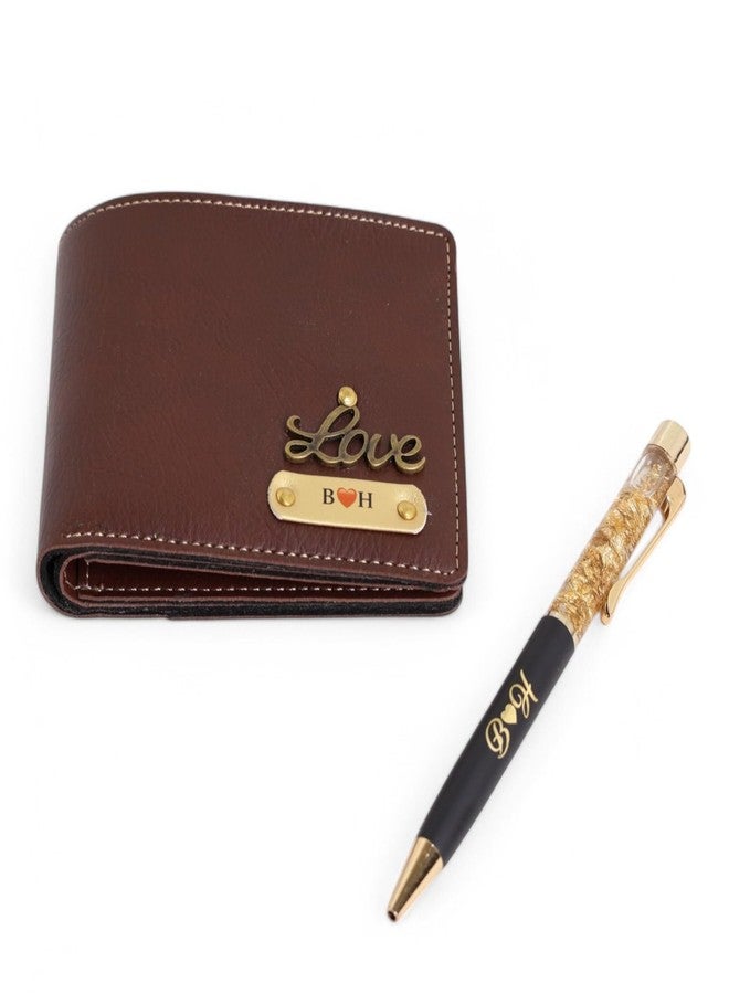 THE CUSTOMISED GIFT Set with Pesronalized Leather Wallet, Keychain, and Pen, 3-Piece Premium Box Set (Brown) - Image 2