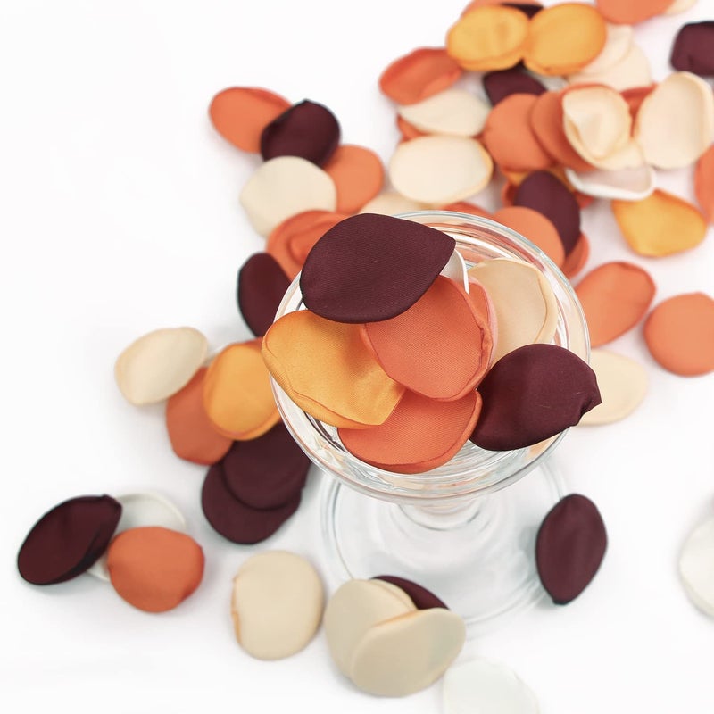 Rinlong 400pcs Silk Rose Petals Burnt Orange Fall Wedding Decor Fall Flowers Artificial Rose Petals Flower Petals Peddles Rose Petals for Wedding Flower Girl Petals Cake Decoration