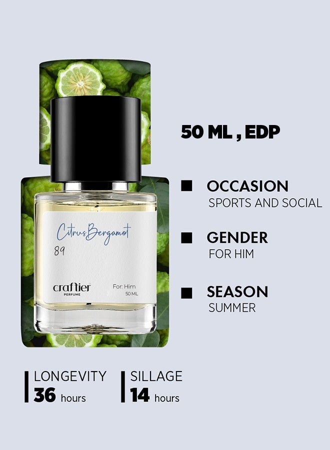 Craftier Perfume CITRUS BERGAMOT - Inspired of-ACQUA DI GIO, Eau De Parfum for Men - 50ml, Long Lasting Citrus Fragrance Upto 36 Hrs, Travel Size Men's Perfume - Image 4