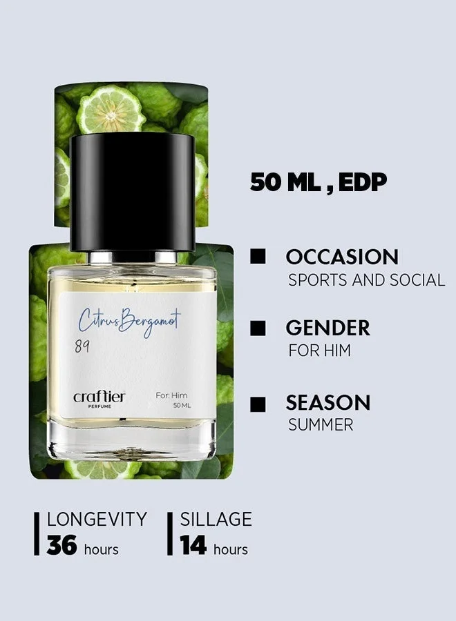 Craftier Perfume Ins-Aqua Di Gio CITRUS BERGAMOT - Ins-AQUA D'GIO, Eau De Parfum for Men - 50ml, Long Lasting Citrus Fragrance Upto 36 Hrs, Travel Size Men's Perfume for Men | Best Price UAE
