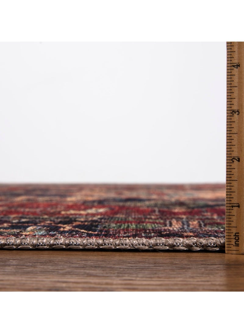 Valiant Glow 140x200cm Bohemian Vintage Style Indoor Living Room/Outdoor Camping Blanket | Washable, Durable, Non-Slip Rug | Short Pile Indoor Carpet | Vibrant Colors | Exquisite Pattern | Soft Short Pile | Perfect for Camping, Patio, Living Room, Bedroom, Dining Room, Kitchen and Entryway. - Image 4
